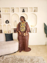 Load image into Gallery viewer, The Brown Embroidered Organdy Boubou