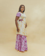 Load image into Gallery viewer, The Adire Layered Maxi dress with Purple sleeves