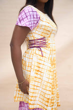 Load image into Gallery viewer, The Adire Layered Maxi dress with Purple sleeves