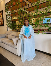 Load image into Gallery viewer, Blue Embroidered Organdy Boubou