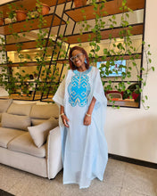 Load image into Gallery viewer, Blue Embroidered Organdy Boubou