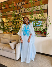 Load image into Gallery viewer, Blue Embroidered Organdy Boubou