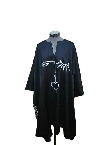 Black Handpainted Eyelash Dashiki