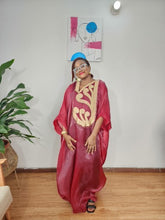 Load image into Gallery viewer, The Burgundy Embroidered Organdy Boubou