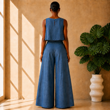 Load image into Gallery viewer, Chambray Crop Palazzo Set