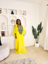 Load image into Gallery viewer, Yellow Embroidered Organdy Boubou