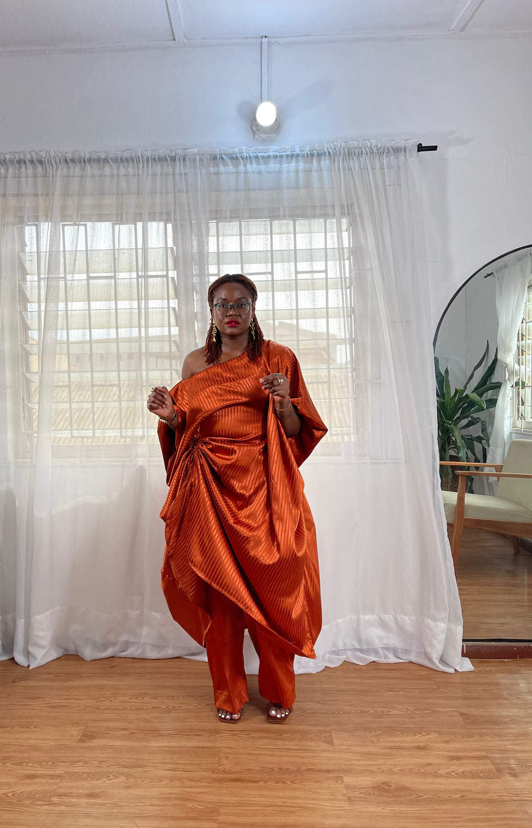 The Burnt Orange Ruched Set