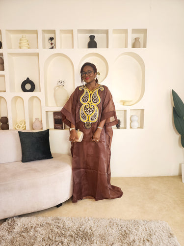 The Brown Embroidered Organdy Boubou
