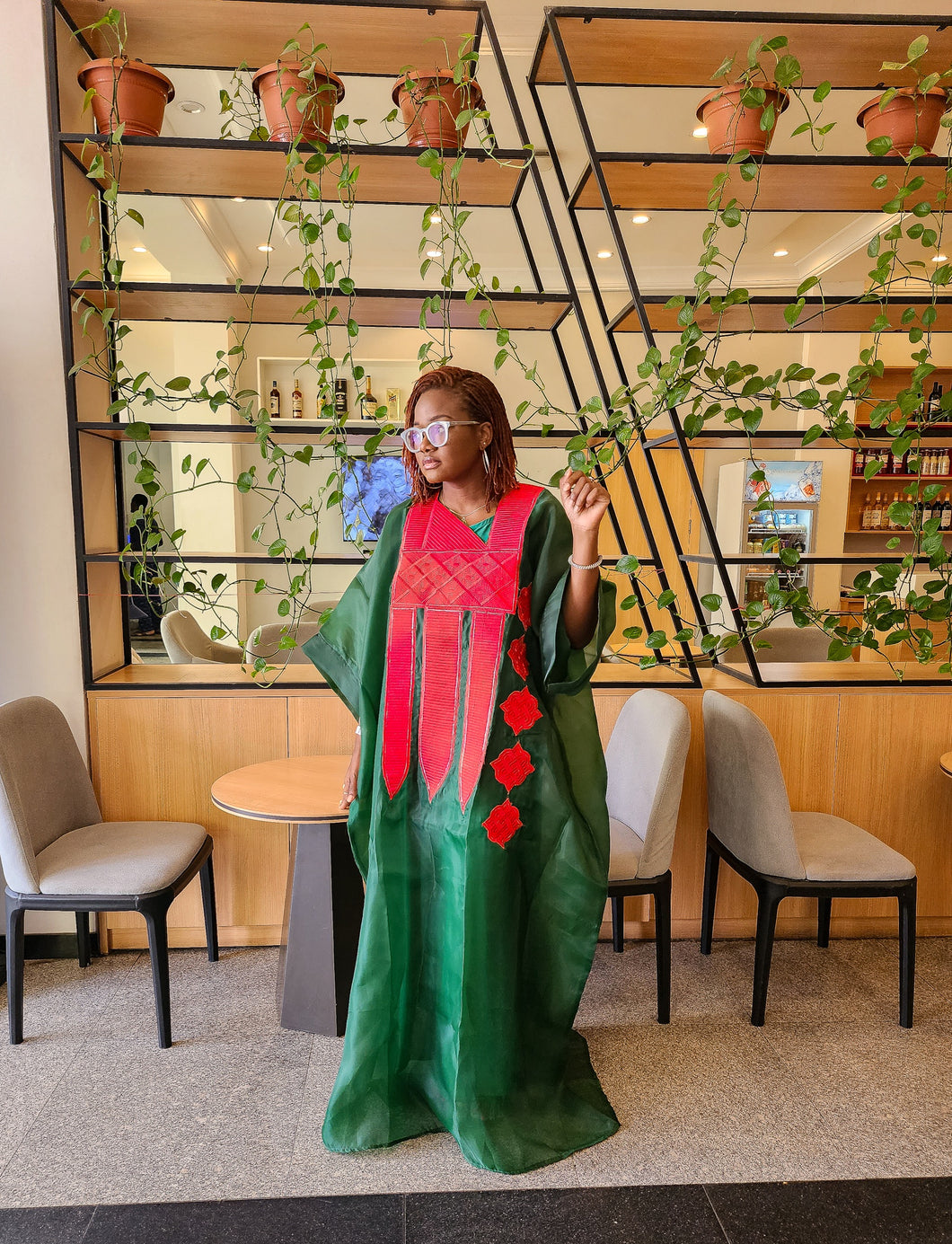 The Green Embroidered Organdy Boubou
