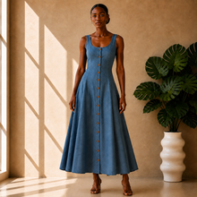Load image into Gallery viewer, Chambray Midi Dress