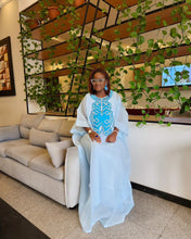 Load image into Gallery viewer, Blue Embroidered Organdy Boubou