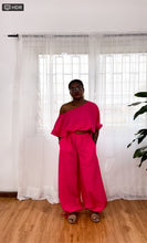Load image into Gallery viewer, Pink Off shoulder Bubble Pant Set