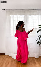 Load image into Gallery viewer, Pink Off shoulder Bubble Pant Set