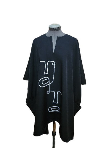 Black Double Face Hand Painted Dashiki