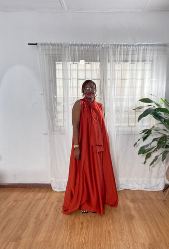 The Tie neck Silk dress